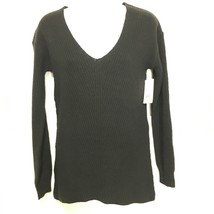 BP Nordstrom XXS Black Knit V-Neck Cotton Long Sweater NEW - £21.91 GBP