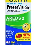 BAUSCH+LOMB PreserVision AREDS 2 Eye Vitamin and Mineral Supplement 140 SoftGels - £19.11 GBP