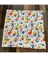 Vintage 70s Handmade Circus Animals Primary Colors Baby Quilt Cross Stitch - $81.17 CAD