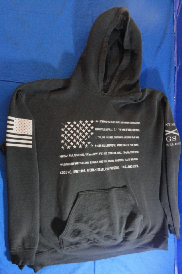 Primary image for DISCONTINUED GRUNT STYLE AMERICAN VETERAN STONG HERITAGE BLACK HOODIE SWEATER L