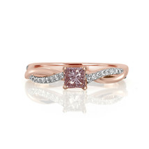 Real 0.57ct Natural Fancy Pink Diamond Engagement Ring 18K Solid Gold Princess - £3,426.66 GBP