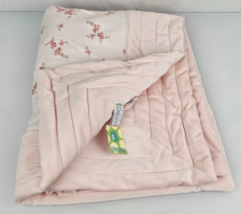 Vintage Gymboree Holiday Magic Pink Cherry Blossom Flower Velour Cotton Blanket - £233.62 GBP