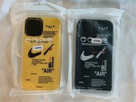 New Set Of 2 iPhone 12/12 PRO Case NIKE AIR Black Yellow - $220.54 MXN