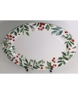 Platter Oval Graces Teaware Christmas Gold Greeny Leaves Red Berries Hol... - $33.78 CAD