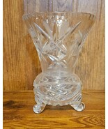 Vintage Clear cut Glass three legged crystal Vase - $712.07 MXN