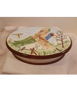 Vintage Ceramic Hand Painted Oval Jewelry/ Trinket Box Quails in Flight - £19.46 GBP