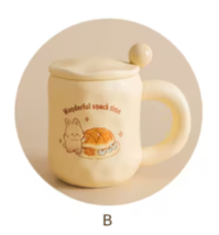 Cute Milk Cup Bread mug ins Style girl ceramic cup with lid Spoon Coffee... - £46.54 GBP