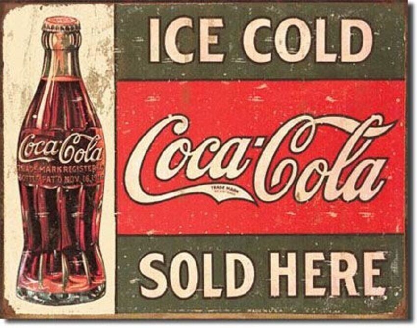 Ice Cold Coca Cola Sold Here TIN SIGN 1916 Vintage Look - $22.99