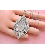 ANTIQUE 1.28ctw DIAMOND &amp; ROCK CRYSTAL BIG FANCY STATEMENT PENDANT NECKL... - $2,672.01