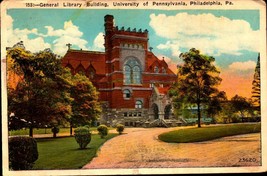 VINTAGE POSTCARD 1928 General Library Building, University of Pennsylvania-bk29 - £3.95 GBP