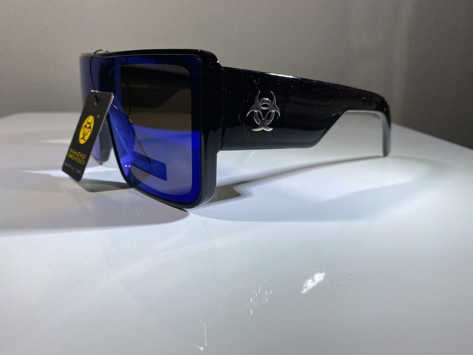 unisex futuristic style sunglasses with black frame and blue reflective ... - $9.50