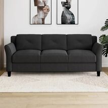 Elegant Modern Black Microfiber 3-Seater Upholstered Sofa - €506,64 EUR