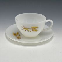 Vintage Fire King Glass Wheat pattern Teacup And Saucer Wheatgrass Repla... - $13.49