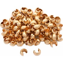 100 14K Gold Filled Crimp Bead Covers Beading 4mm x 3mm - £25.66 GBP