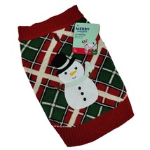 Merry Makings Festive Holiday Snowman Sweater for Dogs XS Size Red Plaid... - £11.87 GBP