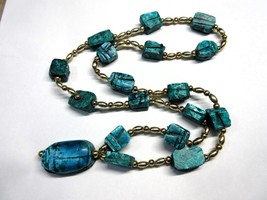 Vintage 1950/60-s Egyptian Revival Large Scarab Beetle Necklace - Heavy 75.8 G - £117.91 GBP