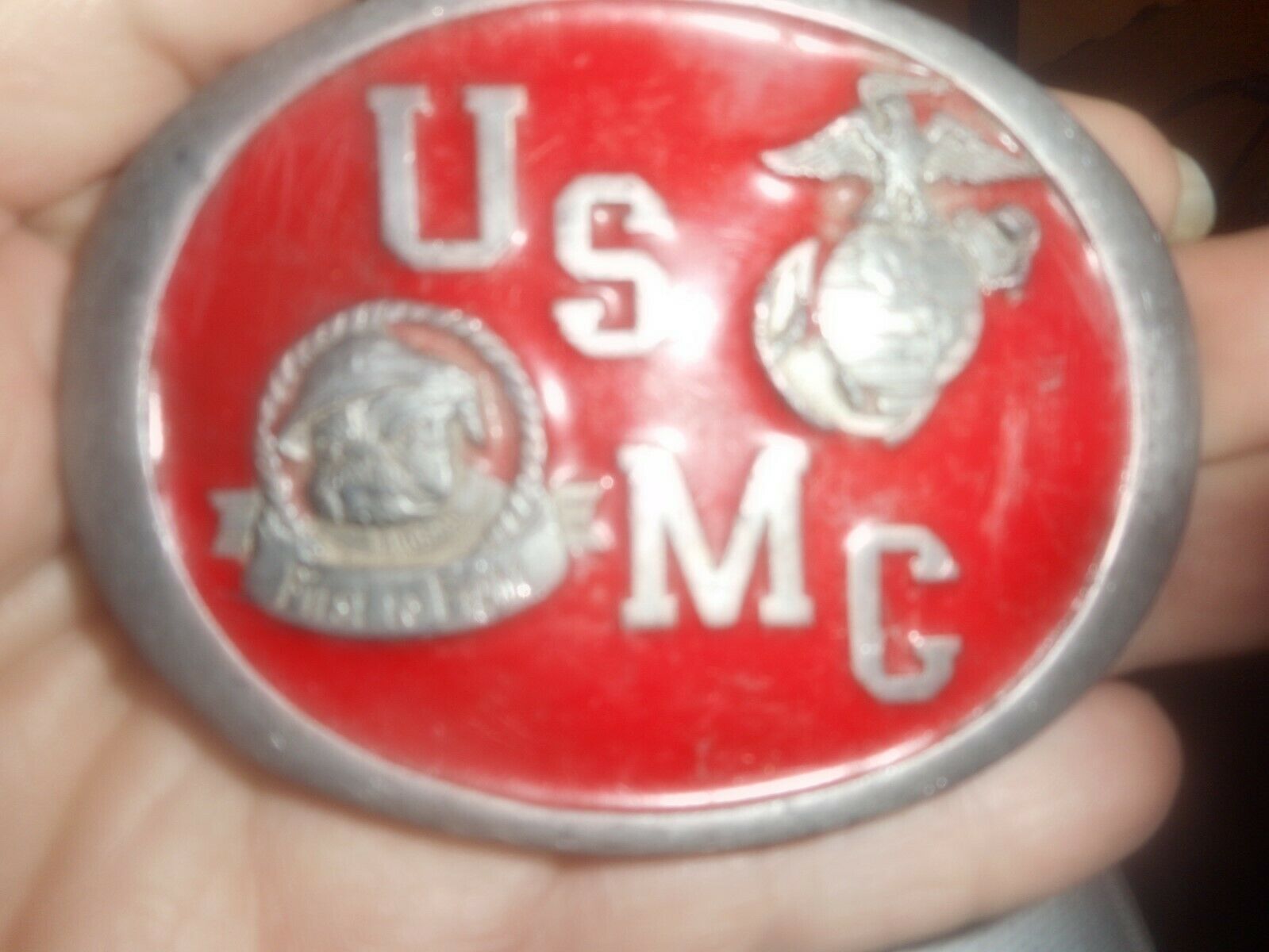 Primary image for U.S.M.C., U.S. Marine Corps, eagle, globe & anchor, Bulldog , Belt Buckle USED