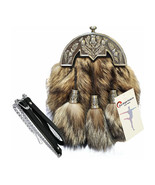 Scottish Kilt Original Fox Fur Full Dress Sporran Antique Enamel Thistle... - €104,05 EUR