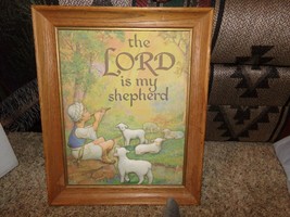 Vintage Quilted Picture Of The Lord Is My Shepard Picture Framed - £38.83 GBP