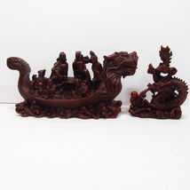 Chinese Mandarin 8 Immortals Dragon Boat and Dragon Statue Set - £103.59 GBP