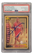 Allen Iverson Signed 1996 Topps #Y01 Philadelphia 76ers Rookie Card PSA/DNA - $184.29