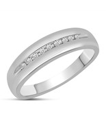 Men&#39;s 1/10CT TW Diamond Wedding Band Ring Set in 10Kt White Gold - $214.99