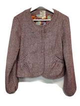 Anthropologie Tulle Pea Coat Short Multi Tweed Gold Lined Pockets S - £35.03 GBP