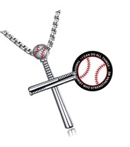 Baseball Cross Necklace for Boys.Baseball Bats 22 - $54.77