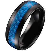 COI Black Tungsten Carbide Ring With Carbon Fiber - TG005AA  - £94.13 GBP