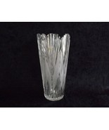 Glass Vase 11&quot; Tall Beveled Ridged &amp; Tulip Top Clear Glass &amp; White Satin... - £24.12 GBP