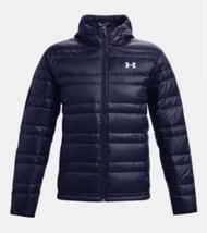 NWT men&#39;s small Under Armour UA 600 fill Down Hooded Jacket Navy 1342738... - £89.70 GBP