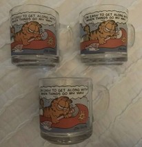 Vintage 1978 McDonalds Garfield Mug Clear Glass Coffee Cup Jim Davis Lot of 3 - £9.32 GBP