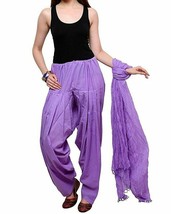 Pure Cotton Women Patiala Salwar Free Size With  Dupatta Purple - £17.75 GBP