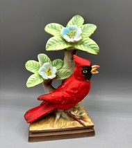 Vtg Arnart Creations Porcelain Cardinal Bird Figurine Flower Accents - $276.14 MXN