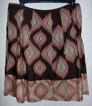 Nwt Womens Dana Buchman Brown W/ Geometric Print Lined Skirt Size 14 - £20.08 GBP