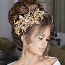 Sparkly Rhinestone Gold Bridal Hairpiece, Bridal Hair, Wedding Hair Acce... - £63.82 GBP