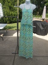 NWT GIANNI BINI AQUA&amp;NEON PRINT MAXI DRESS S - $44.99