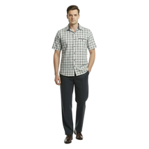 Men 2pc Walking Leisure Suit Short Sleeves By DREAMS Checker 283-10 Gray image 4