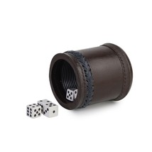 Dice Cup Set Leather Dice Shaker Cup With 5 Dices For Bar Parties Family Game - $30.87