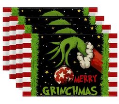 Merry Christmas Placemats Set of 4 12x18&#39;&#39; Winter Holiday Xmas Decorations - $196.59 MXN