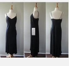 Vintage 1990s Evan Picone sassy Black evening silky strap slip dress siz... - £46.54 GBP