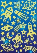 Space and Rockets in the Dark Glowing Stickers, Self-adhesive Stickers 1... - $5.30