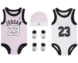 JORDAN Baby  Girls Jumpman Jersey Bodysuit, Hat and Booties 5 Piece Pink - £33.14 GBP