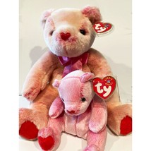 Romance the Valentine Bear Ty Beanie Baby &amp; Buddy Set MWMT 2pcs Retired Plush - £19.66 GBP