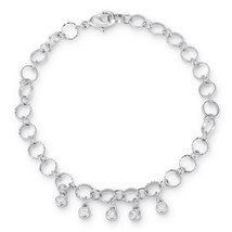 .55 Ct Stunning 8&quot; Rhodium Bracelet with CZ Charms - $30.49