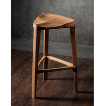 Terza Elm wood bar stool - Three-legged bar stool - Carved seat - Counter stool  - £391.68 GBP