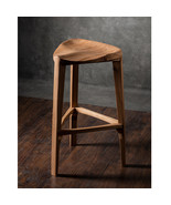 Terza Elm wood bar stool - Three-legged bar stool - Carved seat - Counte... - £385.31 GBP
