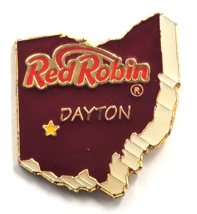Red Robin Dayton Ohio Restaurant Logo State Map Enamel Pin  Gourmet Burgers - $12.99