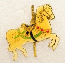 Vintage Jewelry Pin Carnival Carousel Horse Red Rhinestone Accents 1970s... - $14.84