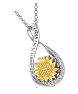 Infinity Sunflower Urn Necklace for Ashes Cremation Jewelry 925 Sterling - $130.92